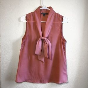 Pink Sleevless Tie Blouse